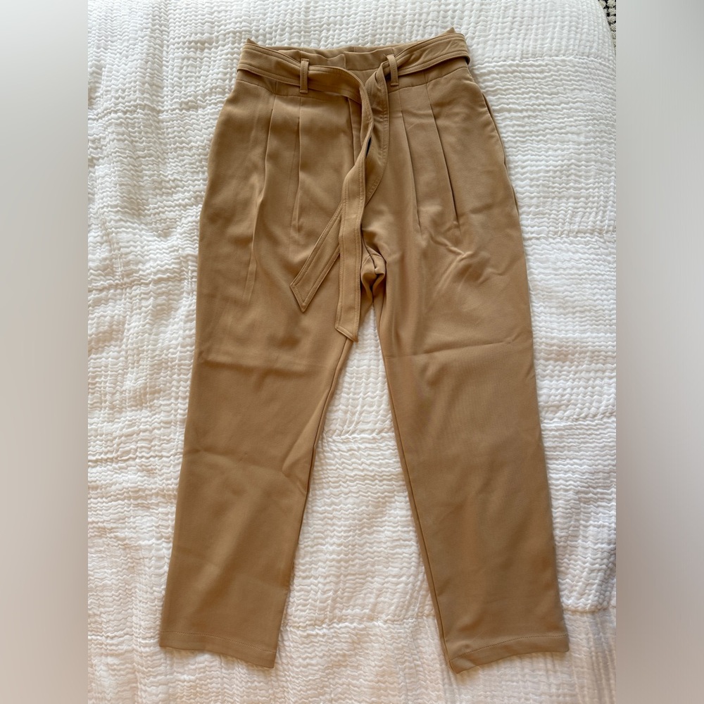 High Waisted Tan Ann Taylor Factory Paper Bag Pants